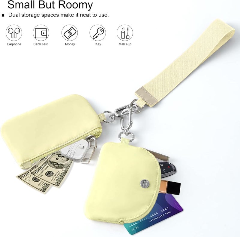 Babysun Mini Zip Around Dual Pouch Wristlet With 2 Straps Wristlet Keychain Wallet for Women Coin Purse Small Cute for Teen Girl - Image 4